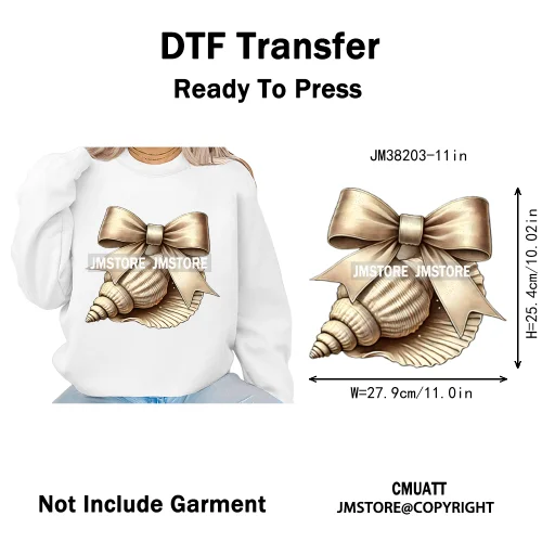 Spring Break Wildflower Seashell Turtle Coquette Sun Summer Vacation Iron on DTF Transfers Stickers Ready to Press for Clothes
