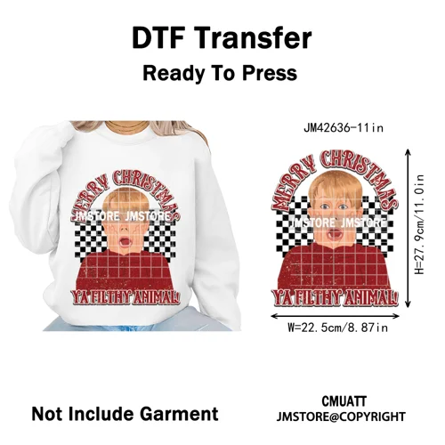 Retro Coquette Bows Holiday Christmas Movie Cartoon Kids Lover Iron on DTF Washable Transfer Stickers Ready to Press for Garment