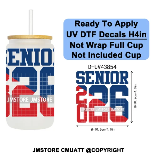 Graduation Crew 2026 Senior UV DTF Transfer Stickers Decals Ready To Apply Good Quality Prints For Libbey Cold Cup Mug Bottle