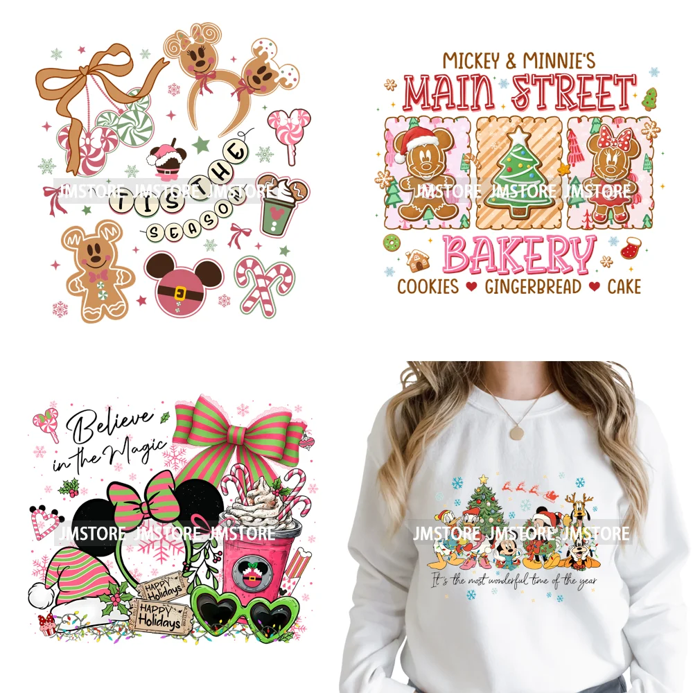 Cartoon Holiday Mouse Gingerbread Baking Christmas Tis The Season Iron on DTF Heat Transfers Stickers Ready to Press for Clothes