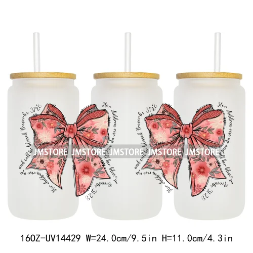 Floral Best Mom Ever Mama Life UV DTF Wraps Transfer Sticker Selfadhesive Waterproof For 16OZ Libbey Glass Can Tumbler