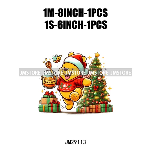 Cartoon Animal Character Merry Christmas Holiday Season Iron On DTF Transfer Stickers Logos Ready To Press For Hoodies