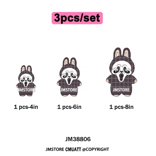 Retro Laboo Halloween Horror Character Washable Printing Iron on DTF Heat Transfers Stickers Ready to Press for Clothes Bags