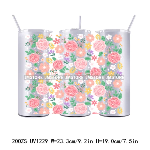 Coquette Bow Flowers Book Lover UV DTF Tumbler Wraps Durable Ready To Apply Transfer Stickers For 20OZ Straight Skinny Tumblers