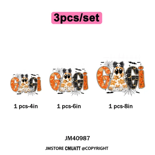 Leopard Checkered Spooky Mama Ghost Halloween Letters Preppy Halloween Iron on DTF Transfer Stickers Ready to Press for T-shirts