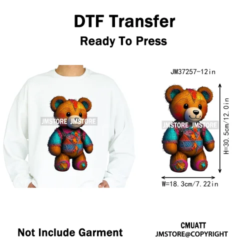 12in Graffiti Streetwear Beasts Cartoon Animals Hip Hop Quotes Iron on DTF Heat Transfers Stickers Ready to Press for Hoodies