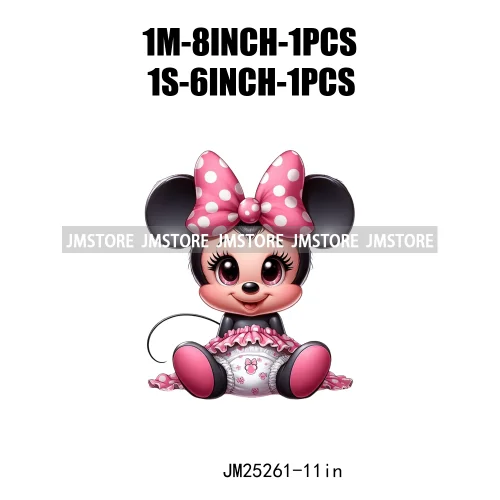 Cartoon Animal Sport Cheer Thermal Designs Baby Pink Mouse Iron On DTF Heat Press Transfers Stickers Ready To Press For Clothes