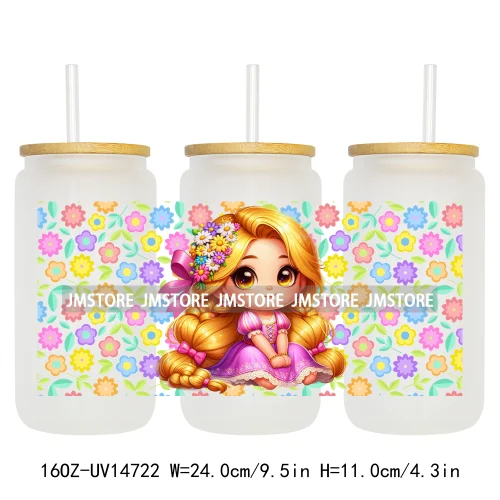 Magical Princess Bow Cartoon Girl 16OZ UV DTF Cup Wraps Ready To Apply Waterproof Transfer Stickers For Libbey Glass Can Tumbler