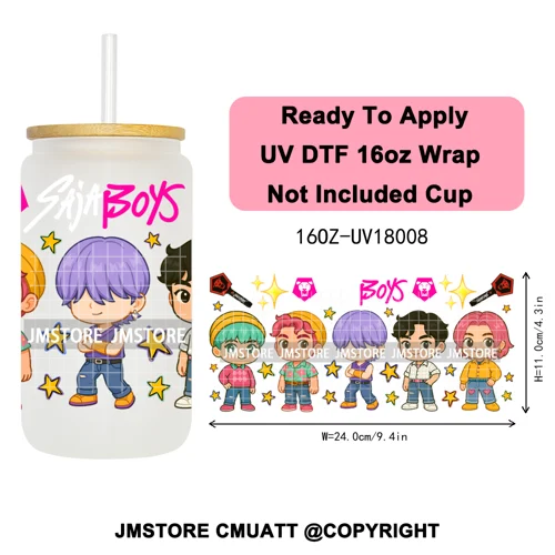 Tiger Demon Hunters Kpop Soda Boys Girl Dinner 16OZ UV DTF Cup Wraps Ready To Apply Transfer Stickers For Libbey Glass Can Mugs