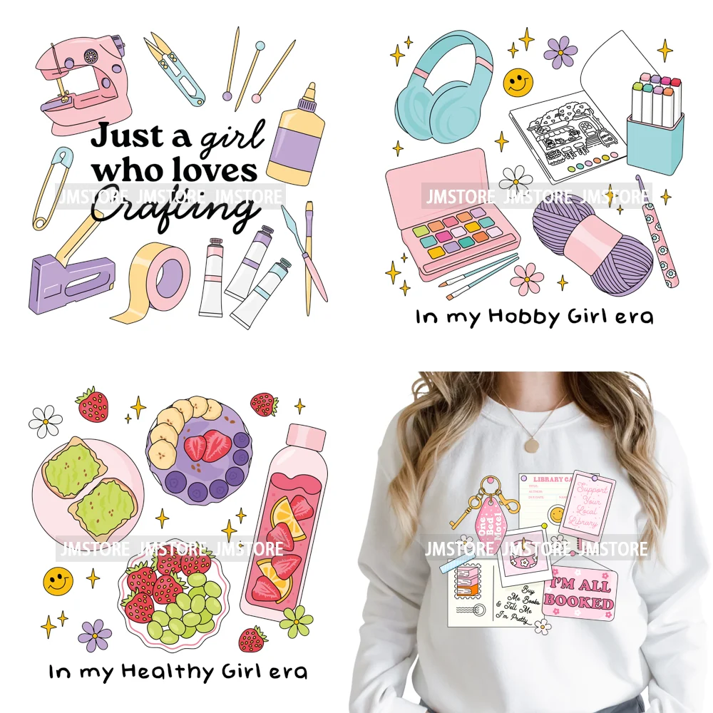 Trendy In My Girls Era Teacher School Good Vibes Quotes Iron on DTF Washable Transfers Stickers Ready to Press for Textile Bags