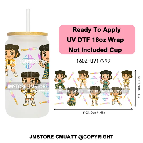 Tiger Demon Hunters Kpop Soda Boys Girl Dinner 16OZ UV DTF Cup Wraps Ready To Apply Transfer Stickers For Libbey Glass Can Mugs