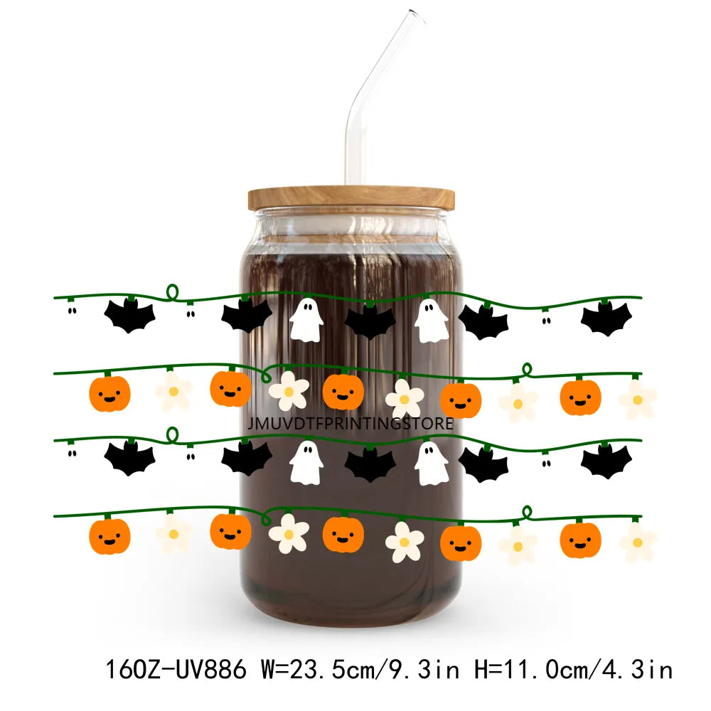 New Halloween Boo Ghost 16OZ UV DTF Cup Wrap Transfers Stickers Custom Labels DIY Durable Waterproof Logo For Libbey Glass Can