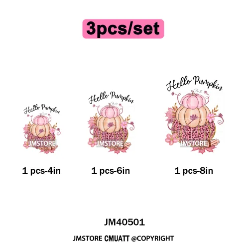 Pink Happy Fall Season Harvest Blessings Pumpkin Autumn Vibes Iron on DTF Washable Transfers Stickers Ready to Press for Hoodies