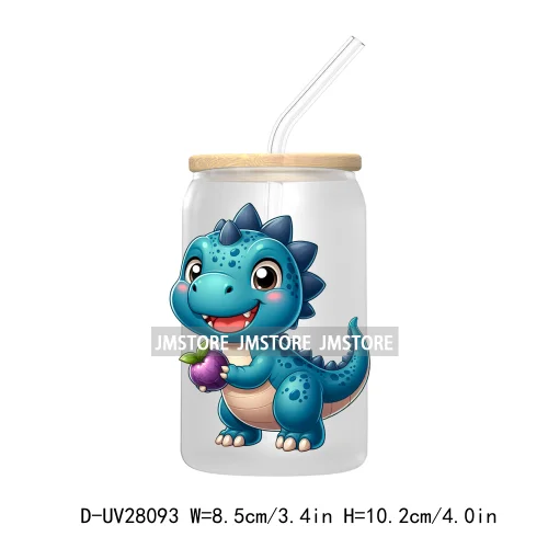 Cute Baby Dinosaur Kids Gift UV DTF Transfer Stickers Decals For Libbey Cold Cups Mugs Tumbler Waterproof Craft Cartoon Animals