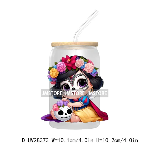 Mexican Little Princess UV DTF Transfer Stickers Decals For Libbey Cold Cups Mugs Tumbler Waterproof Craft Day of the Dead Girls