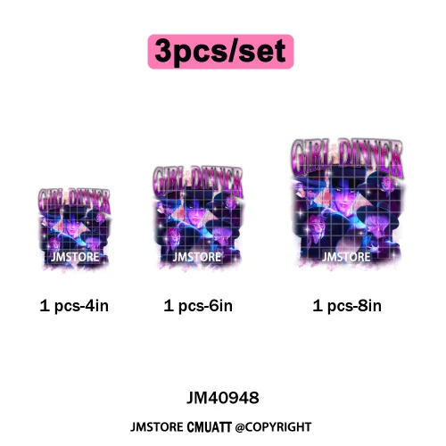 Cartoon Girl Dinner Kpop Merch Idol Band Group Music Movie Iron on DTF Washable Transfers Stickers Ready to Press for Textile