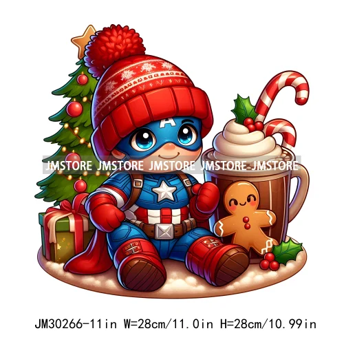 Christmas Cartoon Animal Characters Snow Holiday Santa Tree Gifts Iron On DTF Transfers Stickers Ready To Press For Sweatshirts