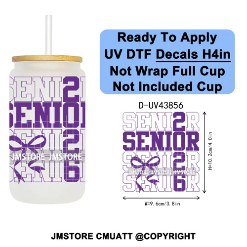 Graduation Crew 2026 Senior UV DTF Transfer Stickers Decals Ready To Apply Good Quality Prints For Libbey Cold Cup Mug Bottle