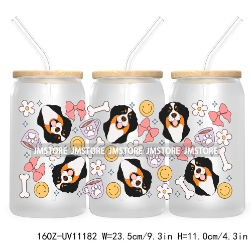 Cute Daisy Dog Paw Animal Lover UV DTF Cup Wrap For Libbey Glass Can Transfer Stickers Waterproof Custom Labels Coquette Bow Pet