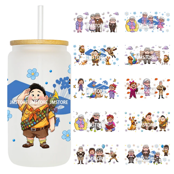Up Gifts Balloon House Adventure Old Man 16OZ UV DTF Cup Wraps Ready To Apply Waterproof Transfer Stickers For Libbey Glass Can