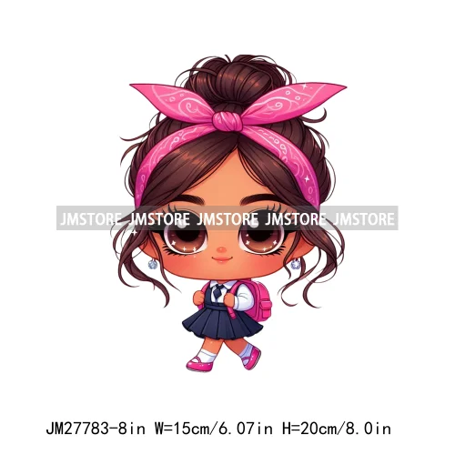 Cute Back To School Latina Baby Princess Chicana Hispanic Girls Designs DTF Iron On Transfer Stickers Ready To Press For Hoodies