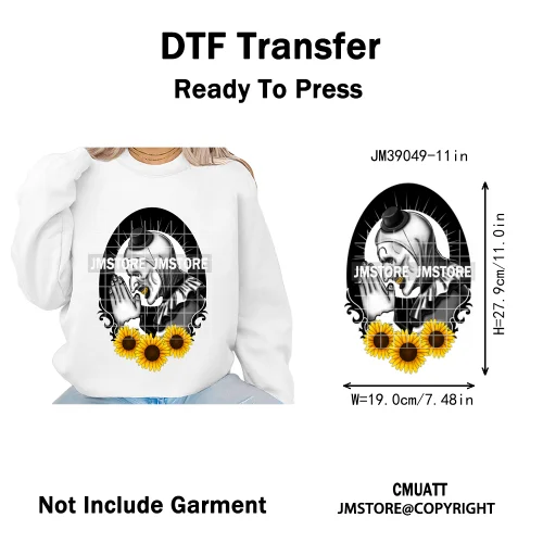 Horror Scary Killer Character Spooky Halloween Vibes Iron on DTF Washable Heat Transfer Stickers Ready to Press for Textile Bags