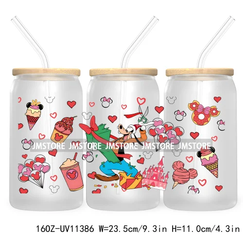 Christmas Cartoon Friends Holiday Season 16OZ UV Cup Wrap DTF Transfer Stickers For Libbey Glass Can Cup Tumbler Waterproof Logo