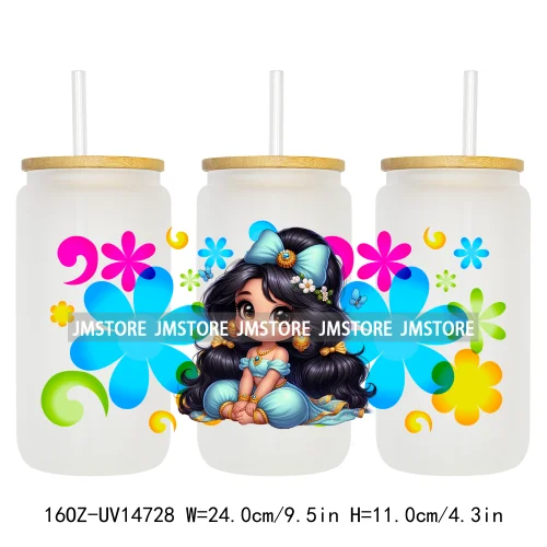 Magical Princess Bow Cartoon Girl 16OZ UV DTF Cup Wraps Ready To Apply Waterproof Transfer Stickers For Libbey Glass Can Tumbler