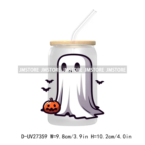 Funny Witch Ghosts Halloween Bat UV DTF Transfer Stickers Decals For Libbey Cold Cups Mugs Tumbler Waterproof Craft Spooky Vibes