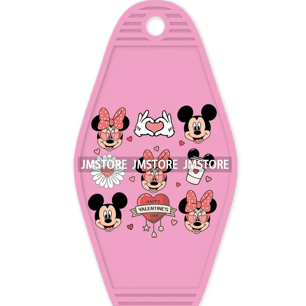 Faux Cartoon Couple Character Mouse And Friends High Quality WaterProof UV DTF Sticker For Motel Hotel Keychain Be My Valentine