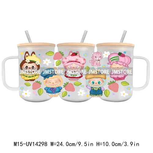 Cartoon Monsters Doll 15OZ Glass Mug UV DTF Cup Wrap Ready To Apply Waterproof High Quality Custom Prints For Mugs Cup Tumbler
