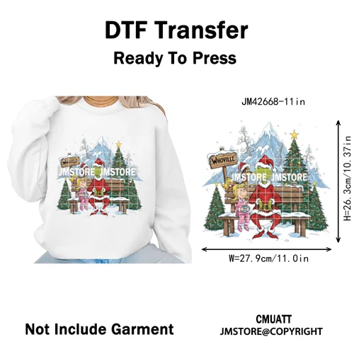 Magical Cartoon Girly Christmas Season Coquette Xmas Holiday Iron on DTF Washable Transfers Stickers Ready to Press for Textiles