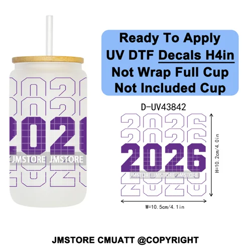 Graduation Crew 2026 Senior UV DTF Transfer Stickers Decals Ready To Apply Good Quality Prints For Libbey Cold Cup Mug Bottle