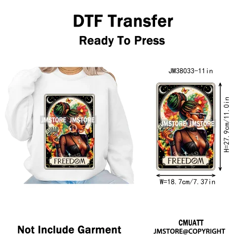 Steppin into Juneteenth Vibes Black History Independence Day Iron on DTF Heat Transfer Stickers Ready to Press for T-shirts Bags