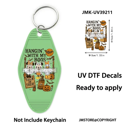 Horror Pumpkin Halloween Cartoon UV DTF Motel Keychain Decal Ready To Ship Durable Transfer Stickers Prints For Hotel Keychain