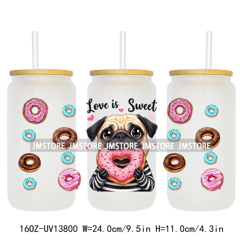 Dunkie Junkie Coffee Donuts UV DTF Wraps Transfer Sticker Selfadhesive Waterproof High Quality For 16OZ Libbey Glass Can Tumbler