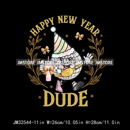 In My 2025 Era Good Vibes Coquette Happy New Year Iron On Disco Ball Christmas DTF Heat Press Transfers Stickers For T-shirts