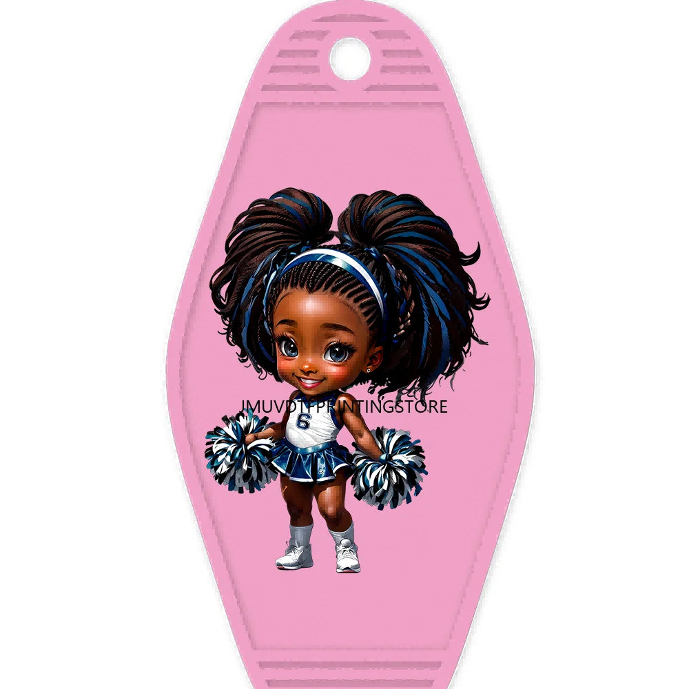 Sport Football Player High Quality WaterProof UV DTF Sticker For Motel Hotel Keychain Black Afro Girls