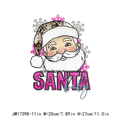 Iron On Glitter Christmas Animal Cow Snowman Santa Plastisol Decals DIY Hot Chocolate Season Transfer Stickers For Sweat Hoodies