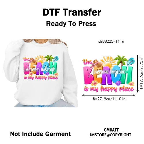 Tropical Summer Tequila Cocktail Drink Sunsets Salty Beach Vibes Logo Iron on DTF Transfers Stickers Ready to Press for Clothing