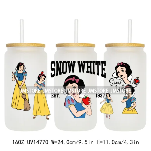 Beautiful Princess Cartoon Gnomes UV DTF Wraps Transfer Sticker Ready To Apply Waterproof Logo For 16OZ Libbey Glass Can Tumbler