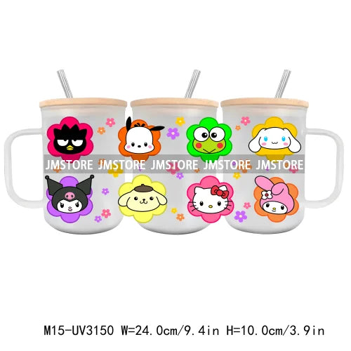 Cartoon Baby Little Princess UV DTF Glass Can Wrap For 15OZ Mug Glass Cup Transfer Stickers DIY Custom Logo Labels Magic Kingdom