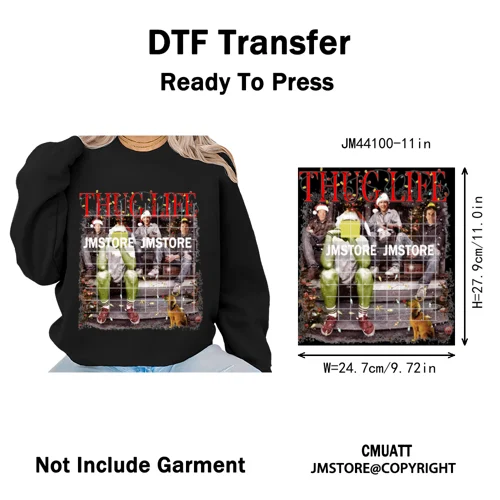 Thug Life Cartoon Movie Xmas Friends Christmas Thief Iron on Washable DTF Transfers Stickers Ready to Press for T-shirts Bags