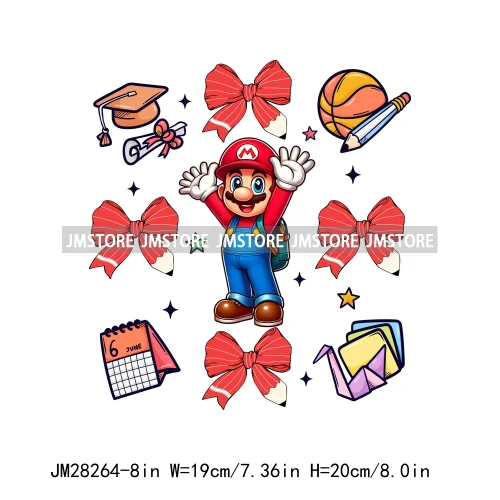 Cartoon Princess Character Friends Back To School Coquette Bow Decals DTF Iron On Transfers Stickers Ready To Press For T-shirts