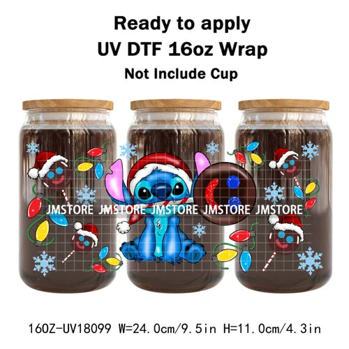 Christmas Cartoon Holiday Movie Friends UV DTF Cup Wrap Ready To Apply Transfer Stickers 16OZ Tumbler Wraps For Libbey Glass Can