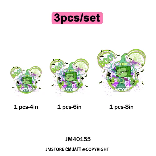 Colorful Cute Cartoon Animal Boo Skeleton Halloween Season Iron on DTF Washable Transfers Stickers Ready to Press for Textile