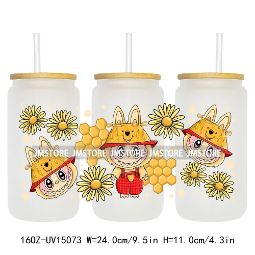 Cute Cartoon Coquette Magical Mirror Bow 16OZ UV DTF Cup Wraps Ready To Apply Waterproof Transfer Stickers For Libbey Glass Can