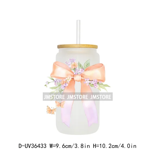 Colorful Bow Ribbon Bridal Birthday UV Sticker Decals For Libbey Cold Cups Mugs Tumbler Transfer Stickers Waterproof DIY Prints