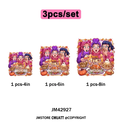 Horror Characters Halloween Spooky Cartoon Friends Scary Pumpkin Iron on DTF Transfers Stickers Ready to Press for Sweatshirts