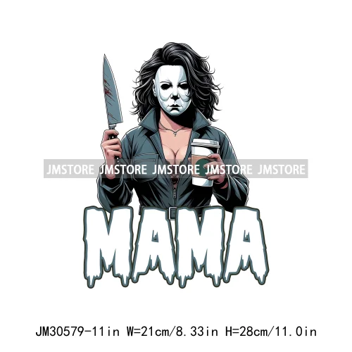 Halloween Spooky Horror Cartoon Mama Character Printing Iron On DTF Transfers Stickers Ready To Press For Sweatshirts